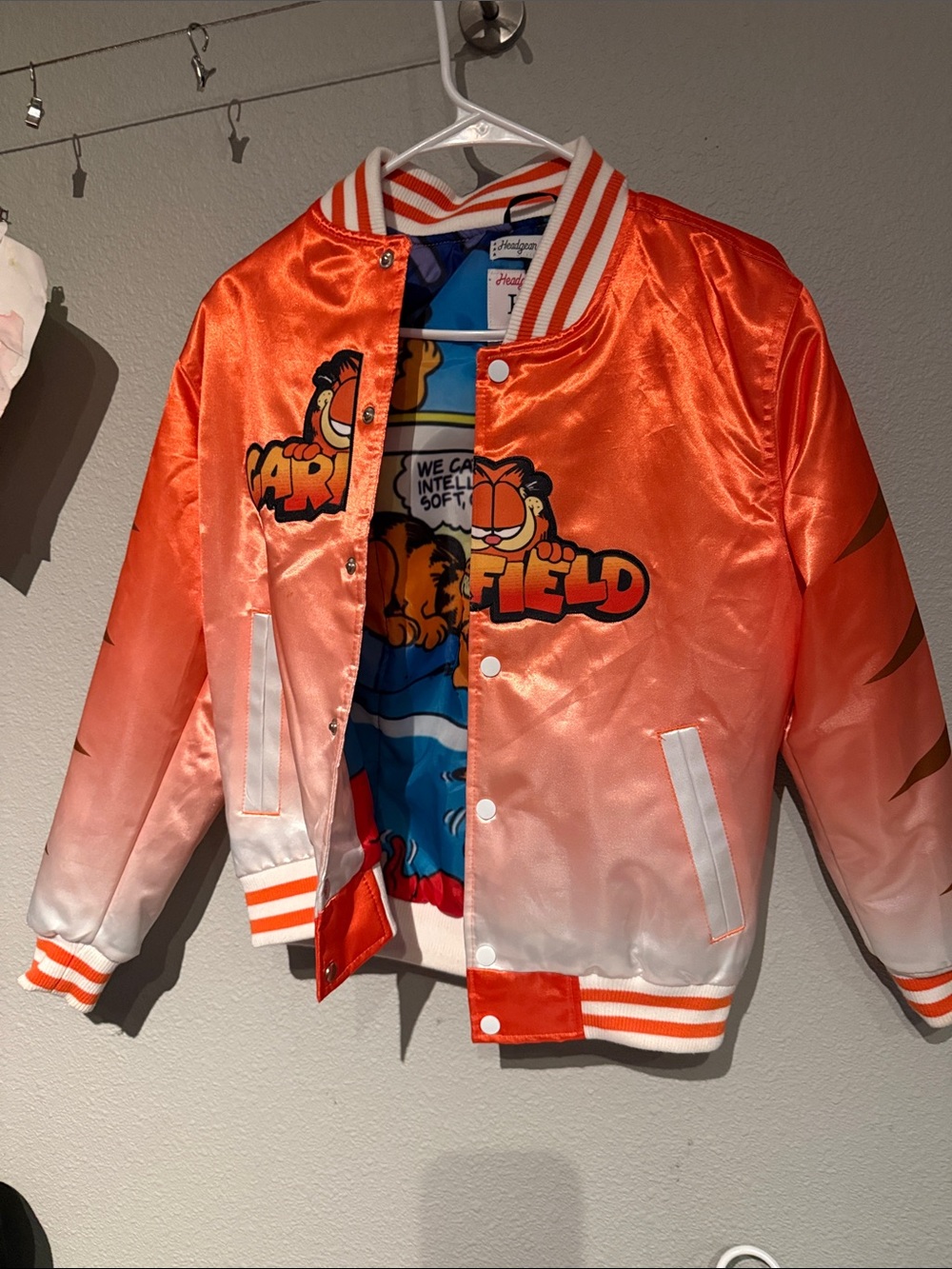 Garfield Orange Kids Satin Bomber Jacket - Licensed